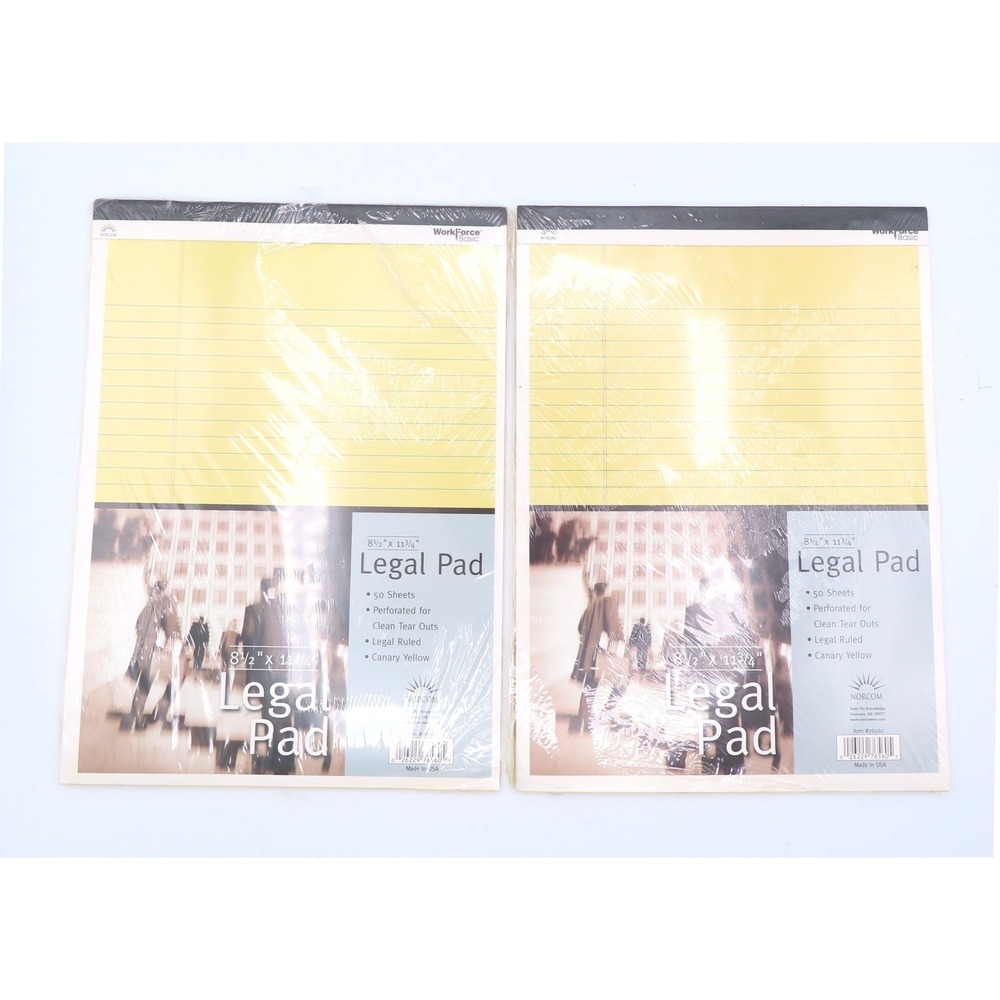 Norcom WorkForce Basic Legal Pad 2 Pack Canary Yellow 50 Sheets 8.5x11.75 76560